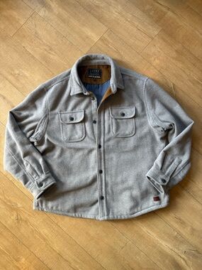 JACHS New York Fully Lined Wool Blend Shirt Jacket Shacket Grey herringbone XXL